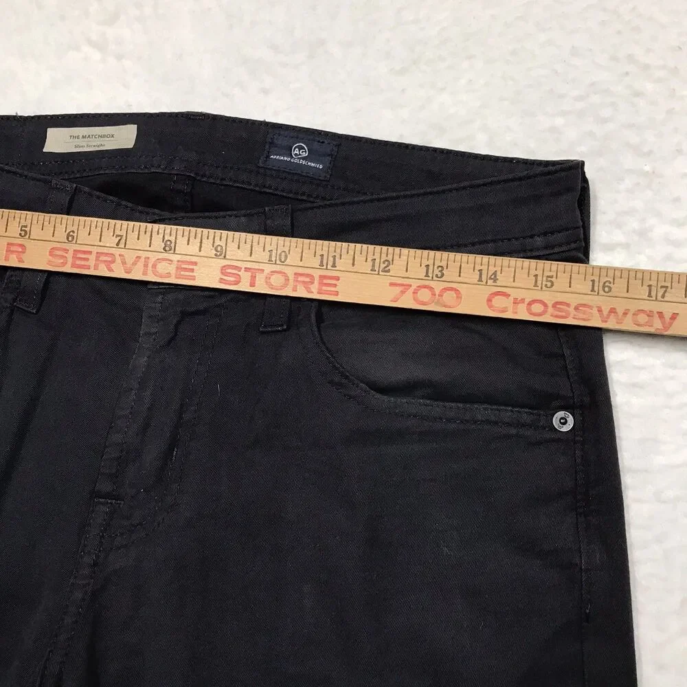 ADRIANO GOLDSCHMIED Matchbox Jean Men 30x34 Black Slim Straight Stretch USA